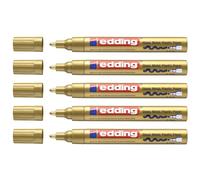 EDDING Set di 5 pennarelli a vernice lucida 750 oro a punta rotonda, 2-4 mm