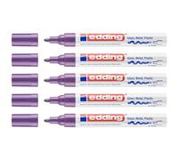 Edding Set di 5 pennarelli con vernice lucida 750, colore: Viola a punta rotonda, 2-4 mm