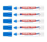 Edding Set di 5 pennarelli per pittura speciale industriale 950, punta rotonda, 10 mm, colore: Blu