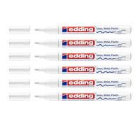 Edding Set di 6 pennarelli 751 a punta media, 1-2 mm, colore: Bianco