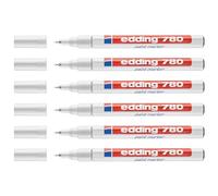 EDDING Set di 6 pennarelli per pittura 780, punta fine, 0,8 mm, colore: Bianco