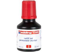edding T 25 Inchiostro per Ricarica Marcatori Permanenti, Rosso, 30 ml, con Sistema di Erogazione a Goccia, per Una Rapida Ricarica di Quasi Tutti i Marcatori Permanenti edding