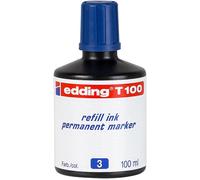 Edding T100 Flacone di ricarica per pennarello indelebile - Capacità 100 ml - Colore blu