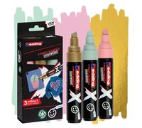 Edding X 6900 Pastel Confezione da 3 pennarelli permanenti multisuperficie con inchiostro coprente - Punta a scalpello con tratto da 2 a 10 mm - Oro Verde menta e Rosa pastello