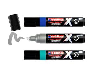 Edding X Multi marker - Ocean Color Set - 3 pennarelli acrilici - Punta a scalpello 2-10 mm - Pennarelli acrilici per disegnare su t-shirt, sneakers, custodie per telefono e altro ancora