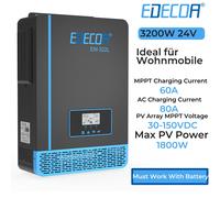 EDECOA 3200 WATT Inverter Ibrido 24V 220V MPPT 60A 30-150V Solar UPS Inverter RV