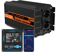 EDECOA Inverter 12V 220V Onda Pura 1500W 2X USB Telecomando LCD New EB-RC V5.0