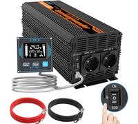 EDECOA Inverter 24V-230V Onda Pura 2000W 2xUSB Schermo LCD e Telecomando Camion Convertitore (2000W Nuovo Telecomando)