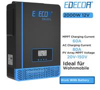 EDECOA Inverter Ibrido 12V 220V 2000W Solare MPPT 60A Off Grid PV 20V-150VDC