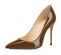 EDEFS Capolavoro a Punta Pumps Slip On Sexy con Tacco a Spillo 10 cm per Spose & Leggende delle Feste Marrone EU37