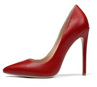 EDEFS Donna Décolleté a Punta, 12CM Tacchi a Spillo con Tacco Alto, Scarpe Eleganti da Vestire Ufficio, Opaco Rosso Taglia EU37