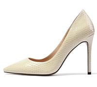 EDEFS Donna Décolleté a Punta, Eleganti Tacchi a Spillo con Tacco Alto, Scarpe da Vestire Ufficio, Crema Taglia EU35