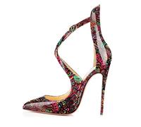 EDEFS Donna Décolleté a Punta Sfilata a Spillo, Elegante Scarpe con Caviglia Incrociato Strappy da Sera, Fiore Rosso Taglia EU40