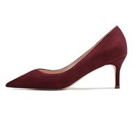 EDEFS Donna Décolleté Classiche a Punta, Tacco Gattino alla Moda, Scarpe da Vestire Ufficio Eleganti, Camoscio Vino Taglia EU38