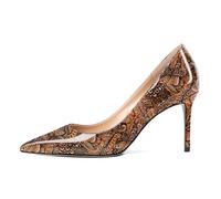 EDEFS Donna Pumps Comfort Tacco a Spillo 8.5 cm Tacco Alto Punta Sottile Punta Chiusa Facili da Indossare Uso Tutto Il Giorno per Lavoro Matrimoni e Celebrazioni di Feste Fiore Marrone EU39