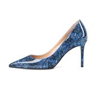 EDEFS Donna Pumps Comfort Tacco a Spillo 8.5 cm Tacco Alto Punta Sottile Punta Chiusa Facili da Indossare Uso Tutto Il Giorno per Lavoro Matrimoni e Celebrazioni di Feste Fiore Blu EU39