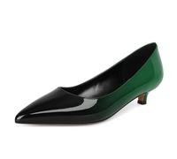 EDEFS Donna Pumps per Tutto Il Giorno 3.5 cm Tacco Gattino Zeppa Bassa Punta Sottile Punta Chiusa Facili da Indossare Comfort Nero Verde EU36