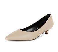 EDEFS Donna Pumps Punta Sottile 3.5 cm Tacco Gattino Zeppa Bassa Punta Chiusa Facili da Indossare Professionalità al Lavoro e Radianza per Matrimoni/Feste Beige Opaco EU38