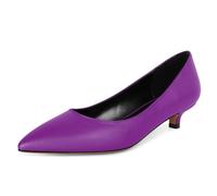 EDEFS Donna Pumps Punta Sottile 3.5 cm Tacco Gattino Zeppa Bassa Punta Chiusa Facili da Indossare Professionalità al Lavoro e Radianza per Matrimoni/Feste Viola Opaco EU38