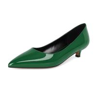 EDEFS Donna Pumps Punta Sottile 3.5 cm Tacco Gattino Zeppa Bassa Punta Chiusa Facili da Indossare Professionalità al Lavoro e Radianza per Matrimoni/Feste Verde EU38