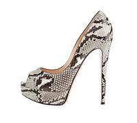 EDEFS - Scarpe col Tacco con Plateau Donna - Scarpe col Tacco Donna - Open Toe - Python - EU43