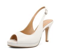 EDEFS Scarpe con Tacco Alto Donna Open Toe Piattaforma Slingback Tacco a Spillo 9 cm alla Moda per Matrimonio Festa & Occasioni Casual Bianco Opaco EU43