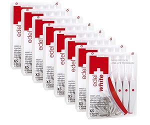Edel + White® - Scovolini interdentali, da 0,42 mm, Misura XS, Confezione da 48 pezzi, Colore: Bianco 8 Scatole da 6 scovolini.
