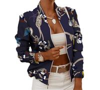 Edelaura Bomber da Donna a Blocchi di Colore o Tinta Unita Leggero e Corto con Zip Elegante Bomber Primaverile a Maniche Lunghe Giacca in Stile College da Mezza Stagione Giacca Sportiva Casual