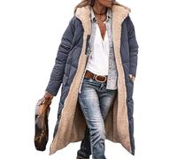 Edelaura Cappotto Lungo Invernale per Donna in Piuma Tinto Unito Antivento e in Pile Elegante con Maniche Lunghe e Tasche Parka Reversibile Caldo e Spesso per Il Tempo Libero
