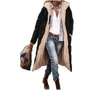 Edelaura Cappotto Lungo Invernale per Donna in Piuma Tinto Unito Antivento e in Pile Elegante con Maniche Lunghe e Tasche Parka Reversibile Caldo e Spesso per Il Tempo Libero
