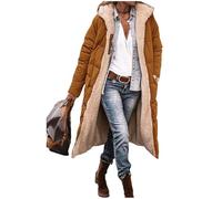 Edelaura Cappotto Lungo Invernale per Donna in Piuma Tinto Unito Antivento e in Pile Elegante con Maniche Lunghe e Tasche Parka Reversibile Caldo e Spesso per Il Tempo Libero