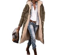 Edelaura Cappotto Lungo Invernale per Donna in Piuma Tinto Unito Antivento e in Pile Elegante con Maniche Lunghe e Tasche Parka Reversibile Caldo e Spesso per Il Tempo Libero