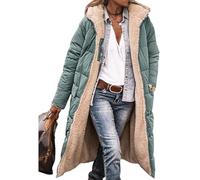 Edelaura Cappotto Lungo Invernale per Donna in Piuma Tinto Unito Antivento e in Pile Elegante con Maniche Lunghe e Tasche Parka Reversibile Caldo e Spesso per Il Tempo Libero