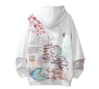 Edelaura Felpa con Cappuccio Hip Hop da Uomo e Donna Techwear Unisex Vintage in Stile Harajuku Stampata per Adolescenti Inverno con Tasche e Cordoncino Felpa Sportiva Ampio a Maniche Lunghe