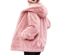 Edelaura Giacca da Donna in Peluche con Cappuccio e Cordino di Serraggio Modello Oversize Spesso in Pile Caldo Cappotto Invernale a Maniche Lunghe con Cerniera e Tasche Monocolore per Il Tempo Libero