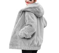 Edelaura Giacca da Donna in Peluche con Cappuccio e Cordino di Serraggio Modello Oversize Spesso in Pile Caldo Cappotto Invernale a Maniche Lunghe con Cerniera e Tasche Monocolore per Il Tempo Libero