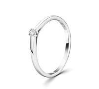 EDELIND Anello solitario diamante 0.05 ct Oro Bianco 18K 750 Anello Donna con Diamante taglio Brillante Anello di Fidanzamento Ø 51 mm con scatola regalo