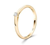 EDELIND Anello solitario diamante 0.05 ct Oro Giallo 18K 750 Anello Donna con Diamante taglio Brillante Anello di Fidanzamento Ø 50 mm con scatola regalo