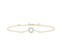 EDELIND Bracciale a Cerchio Oro Giallo 585 con 13 Diamanti 0.07 ct - Catenina Donna, Lunghezza 20 cm