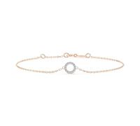 EDELIND Bracciale a Cerchio Oro Rosa 585 con 13 Diamanti 0.07 ct - Catenina Donna, Lunghezza 18 cm