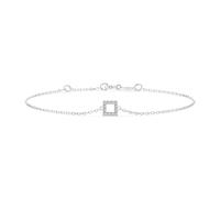 EDELIND Bracciale a Quadrato Oro Bianco 585 con 12 Diamanti 0.06 ct - Catenina Donna, Lunghezza 18 cm