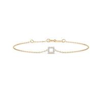 EDELIND Bracciale a Quadrato Oro Giallo 585 con 12 Diamanti 0.06 ct - Catenina Donna, Lunghezza 19 cm