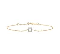 EDELIND Bracciale a Quadrato Oro Giallo 585 con 12 Diamanti 0.06 ct - Catenina Donna, Lunghezza 20 cm