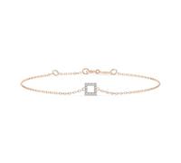 EDELIND Bracciale a Quadrato Oro Rosa 585 con 12 Diamanti 0.06 ct - Catenina Donna, Lunghezza 18 cm
