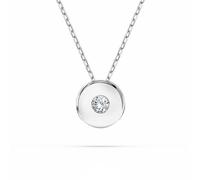 EDELIND Collana Punto Luce Oro Bianco 585 con Diamante 0.04 ct - Ciondolo a Disco, Lunghezza 45 cm