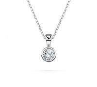EDELIND Collana Punto Luce Oro Bianco 585 con Diamante 0.10 ct - Ciondolo a Disco, Lunghezza 45 cm