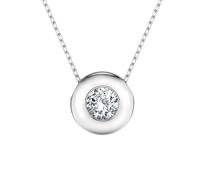 EDELIND Collana Punto Luce Oro Bianco 585 con Diamante 0.15 ct - Ciondolo a Disco, Lunghezza 45 cm
