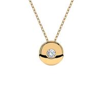 EDELIND Collana Punto Luce Oro Giallo 585 con Diamante 0.04 ct - Ciondolo a Disco, Lunghezza 45 cm