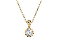 EDELIND Collana Punto Luce Oro Giallo 585 con Diamante 0.10 ct - Ciondolo a Disco, Lunghezza 45 cm