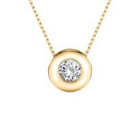 EDELIND Collana Punto Luce Oro Giallo 585 con Diamante 0.15 ct - Ciondolo a Disco, Lunghezza 45 cm